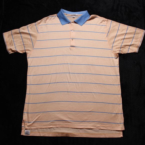 Peter Millar Other - Peter Millar Polo Shirt XL Peach Blue Striped 100% Cotton